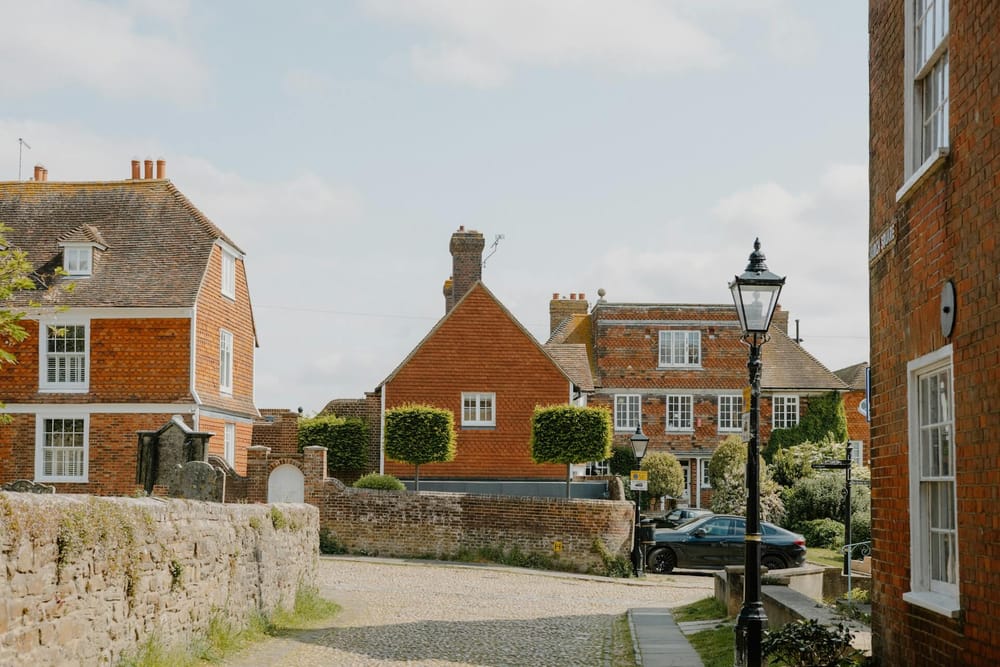 A charming street with red bricks