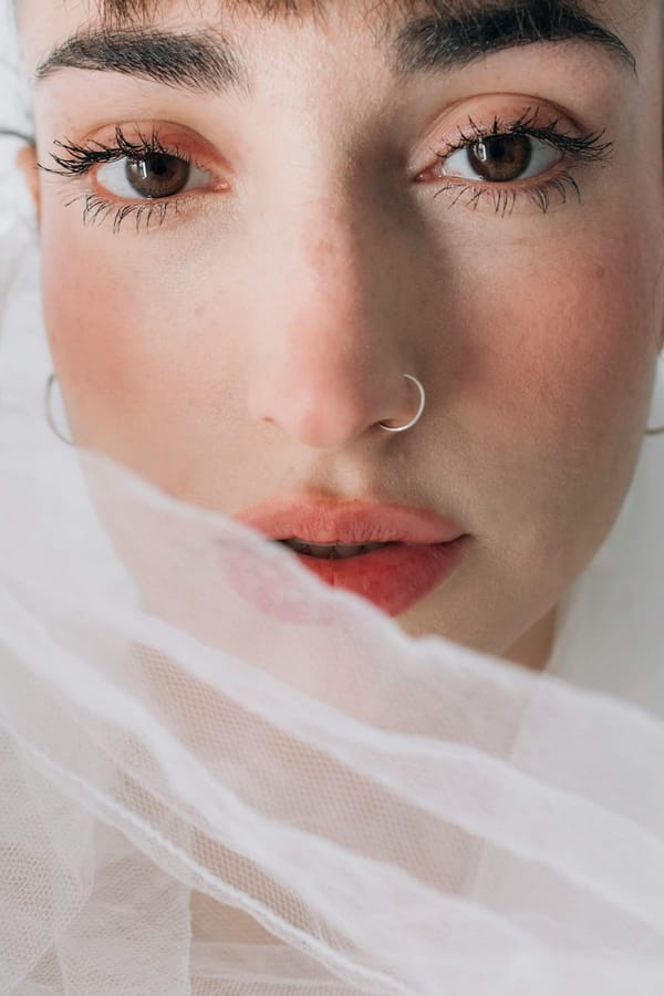 A close-up of a women's face